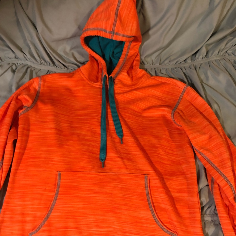 Orange and teal hoodie